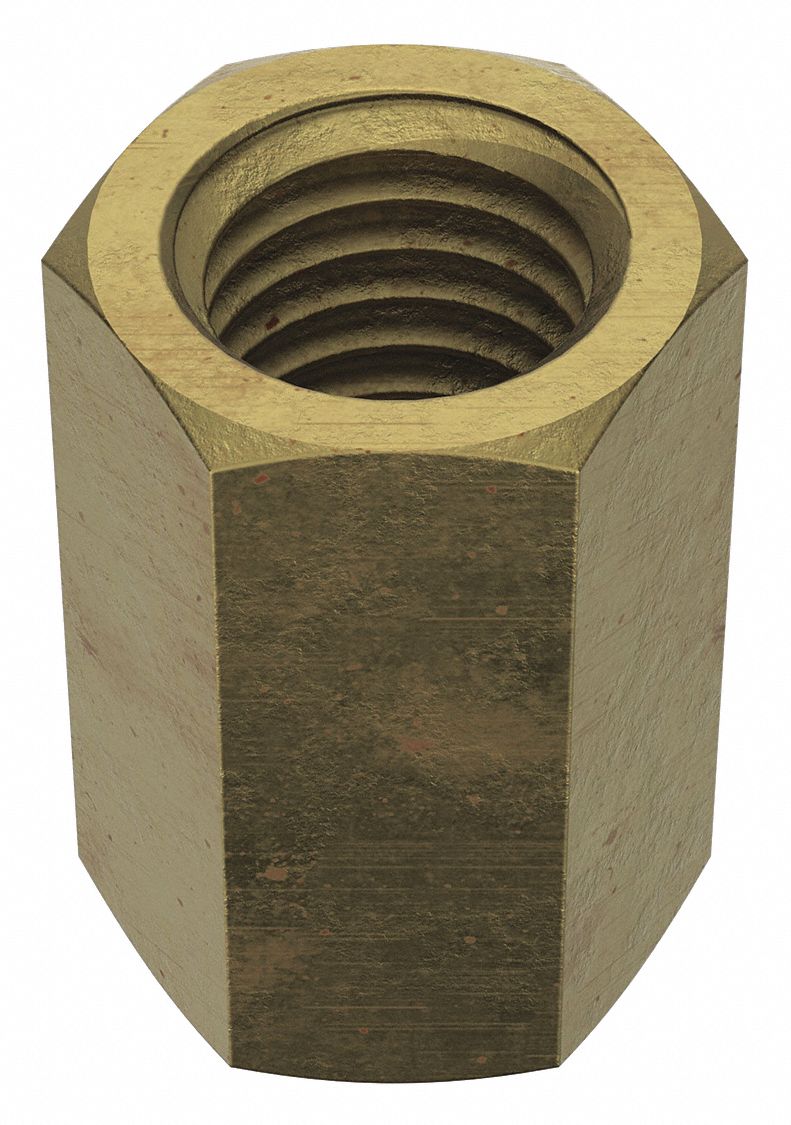 Coupling Nut Reducer: Grade 2, Steel, 5/8"-11 Thread Size A, 1/2"-13 Thread Size B, 10 PK