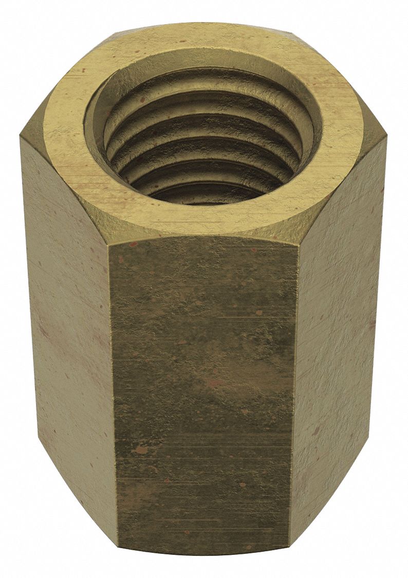 Coupling Nut Reducer: Grade 2, Steel, 3/4"-10 Thread Size A, 1/2"-13 Thread Size B, 10 PK