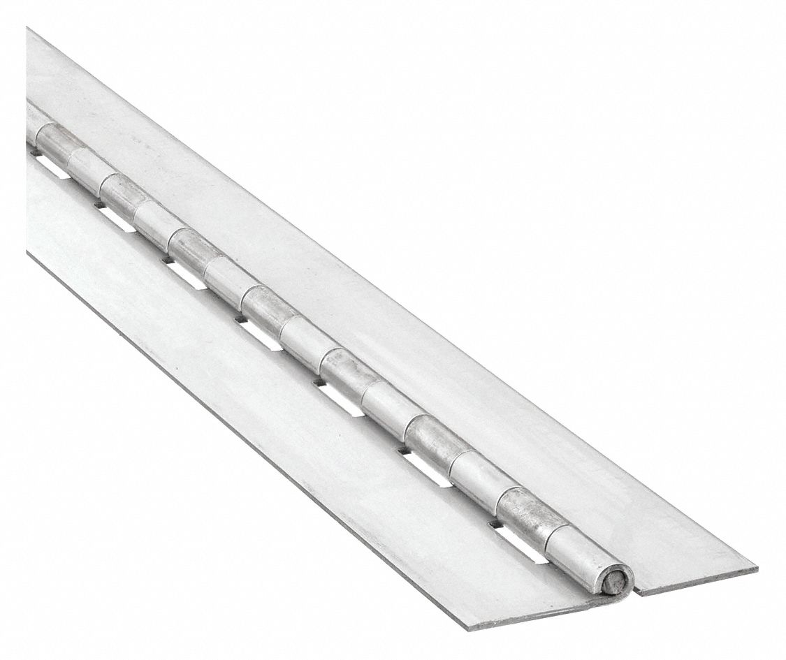Piano Hinge: Stainless Steel, 48 in Leaf Ht, 1 1/2 in Leaf Wd