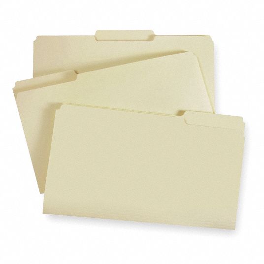 Legal Size File Folders, 1/3 Tab Cut, 15 3/16 in Height, 9 29/32 in