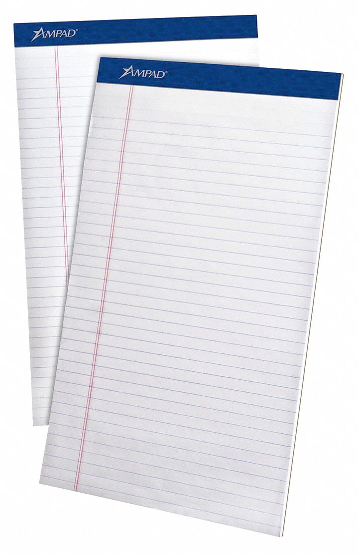 Writing Pad, 8 1/2 x 14 in, PK 12 - Grainger