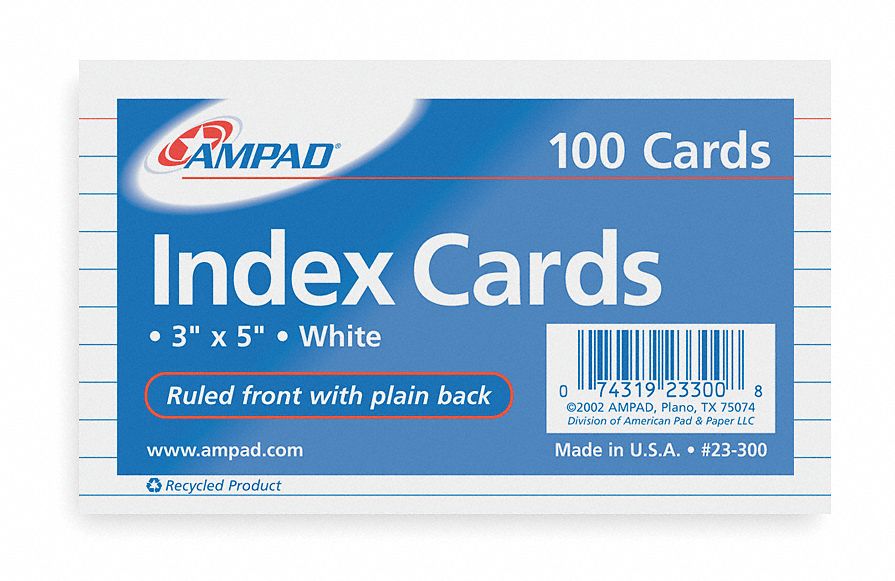 Index Cards, Card Size 3
