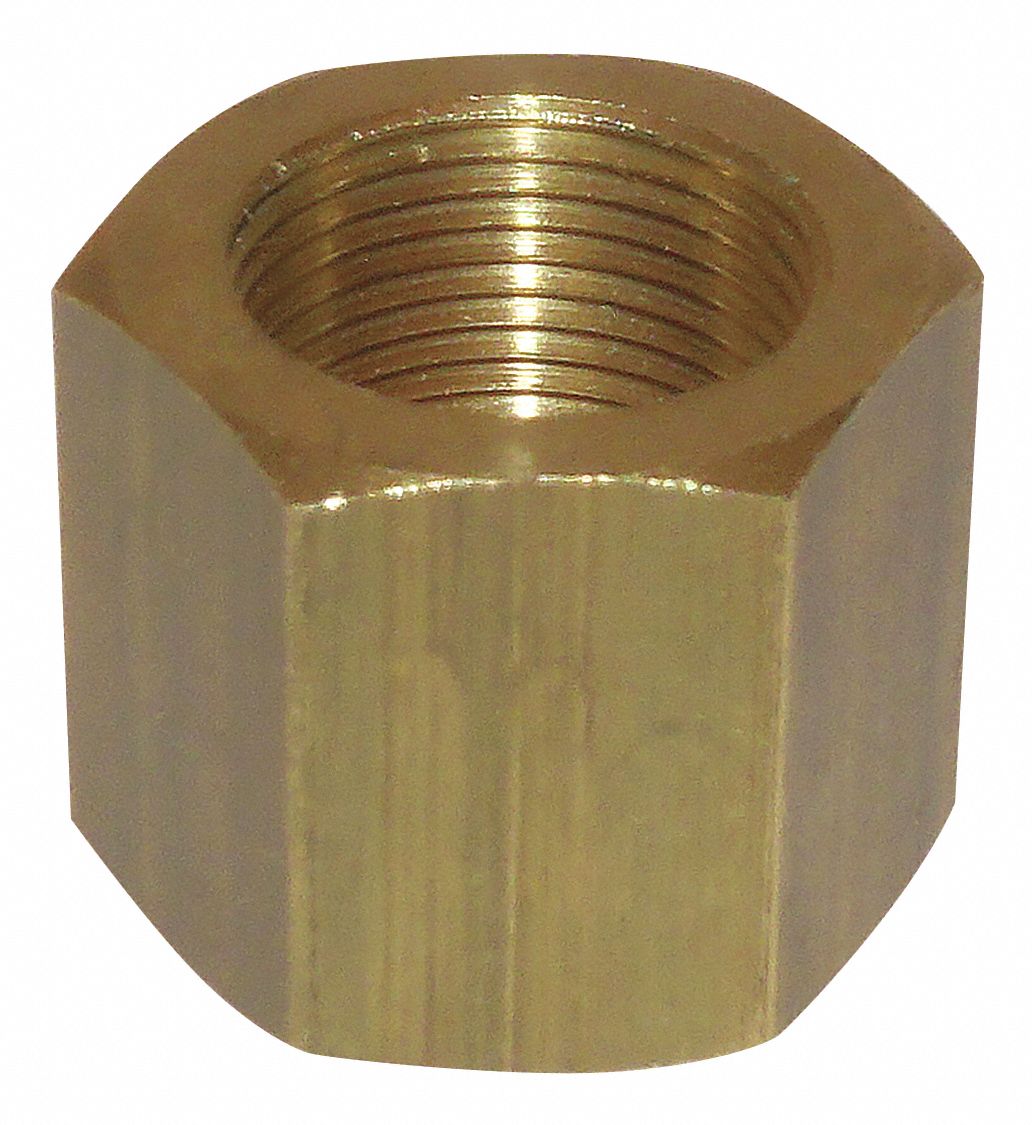 GRAINGER APPROVED 15/32"32 Hex Panel Nut, Plain Finish, Brass, NEF