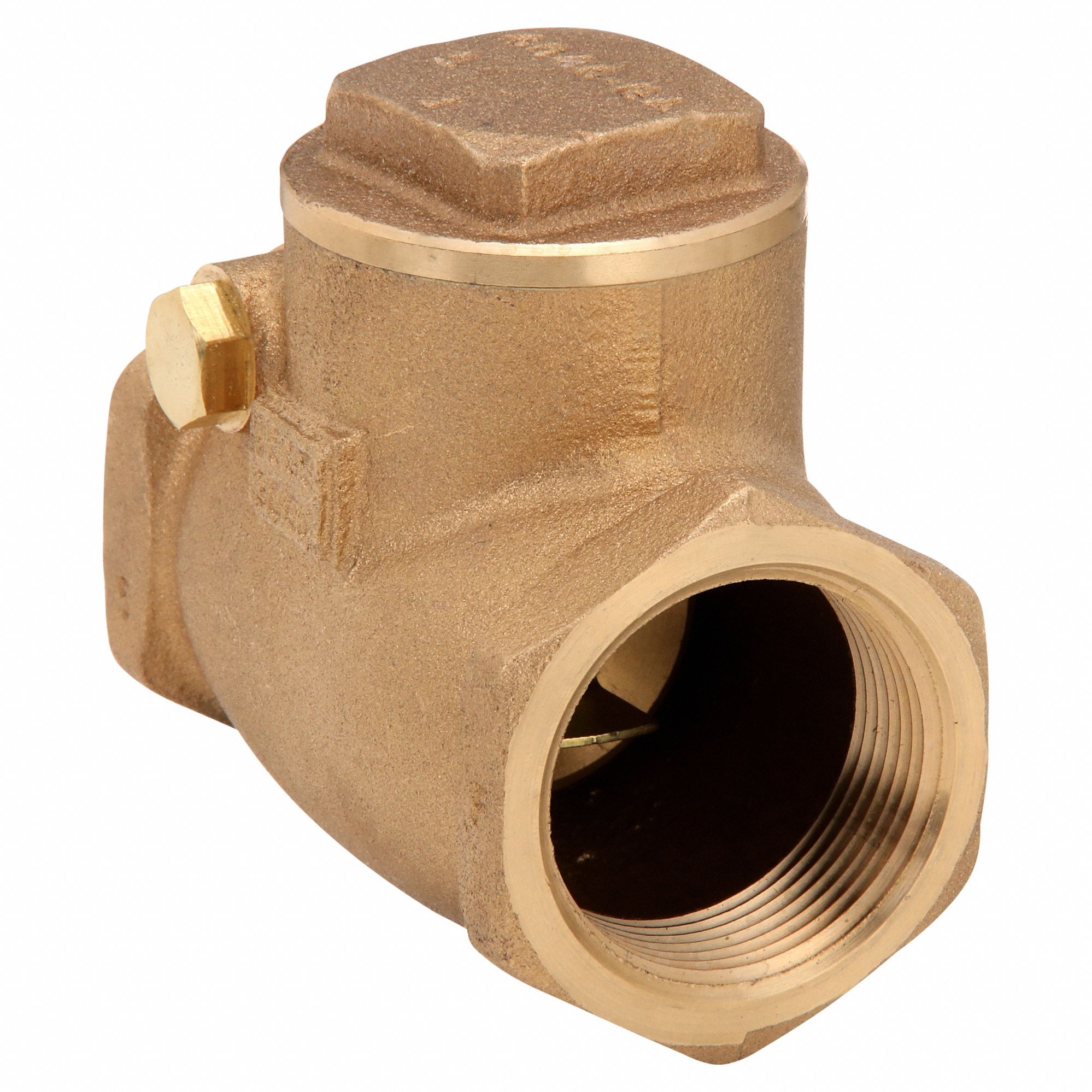 SWING CHECK VALVE, SWING, INLINE VALVE BODY, 1¼ IN PIPE, FNPT X FNPT, BRONZE