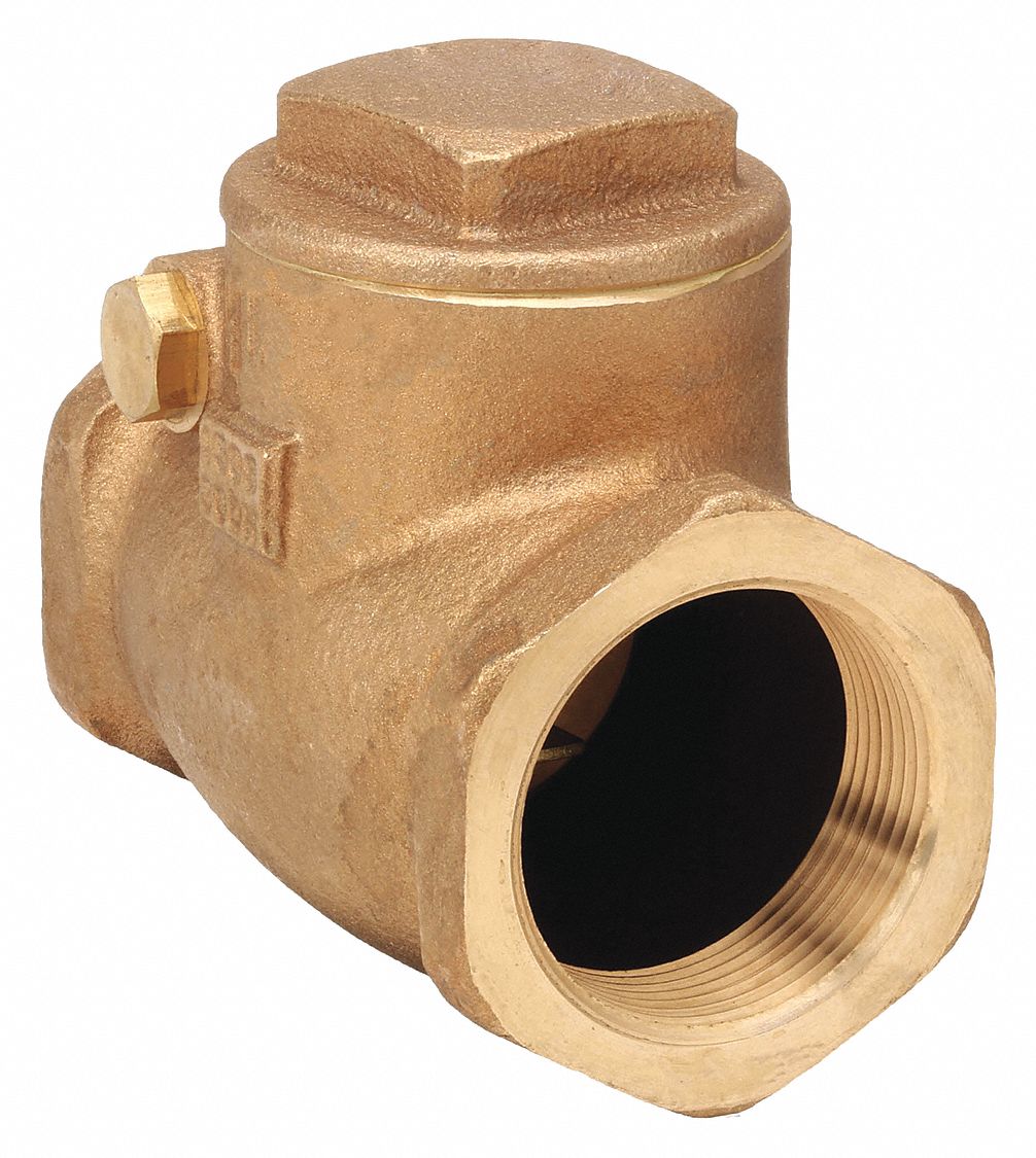 SWING CHECK VALVE, SWING, INLINE VALVE BODY, 1½ IN PIPE, FNPT X FNPT, BRONZE