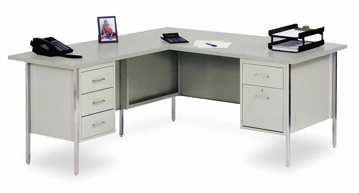 1JU46 - L-Shape Desk 42 x 29 x 66 In Gray