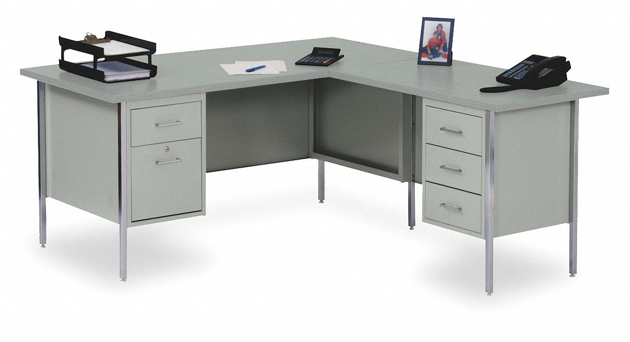 1JU49 - L-Shape Desk 42 x 29 x 66 In Gray
