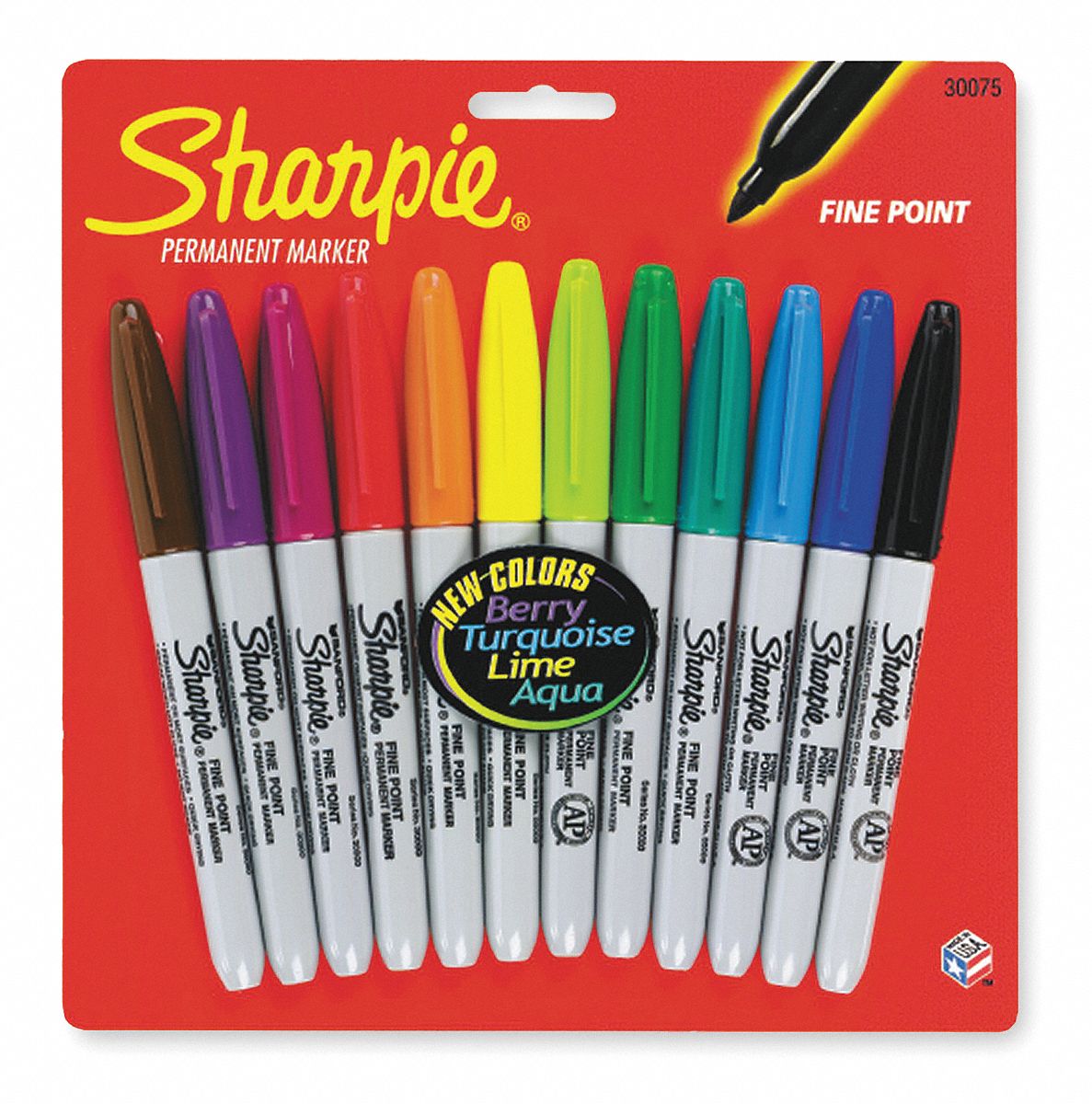 Sharpie Permanent Markers, Fine, Assorted - 12 markers