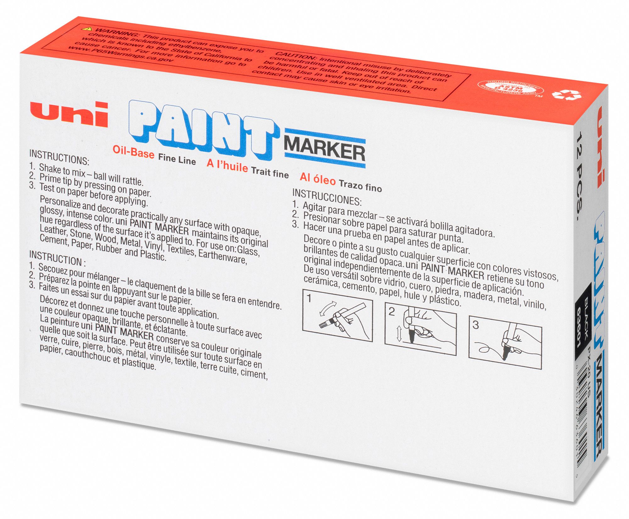 UNIPAINT Permanent Paint Marker, PaintBased, Blacks Color Family