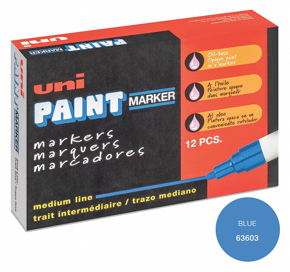 Paint Marker: Paint, Blues, Medium Marking Tool Tip Size Group, Bullet, 12 PK