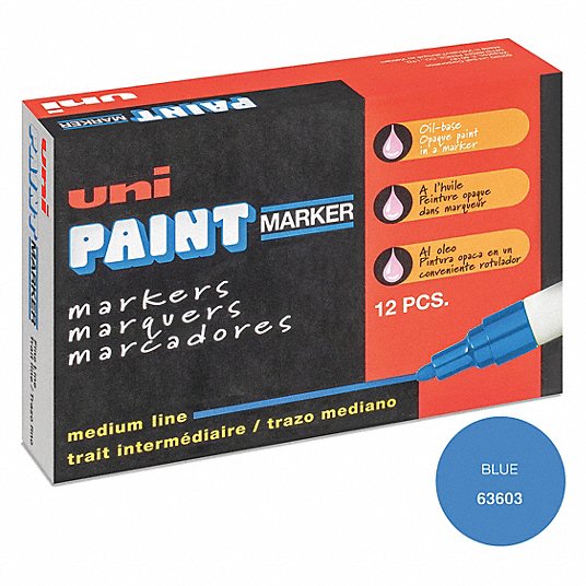 Paint Marker: Paint, Blues, Medium Marking Tool Tip Size Group, Bullet, 12 PK