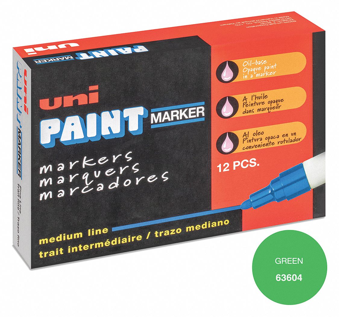 Paint Marker: Paint, Greens, Medium Marking Tool Tip Size Group, Bullet, 12 PK