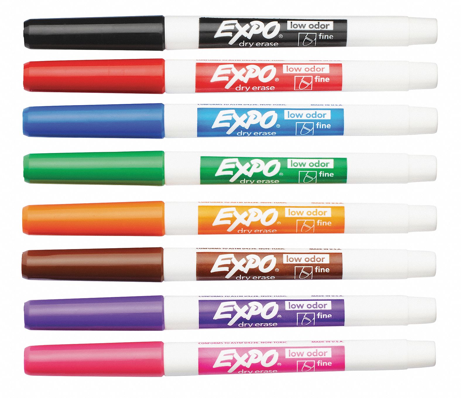 Dry Erase Markers: Fine, Capped, Assorted, Original, 8 PK