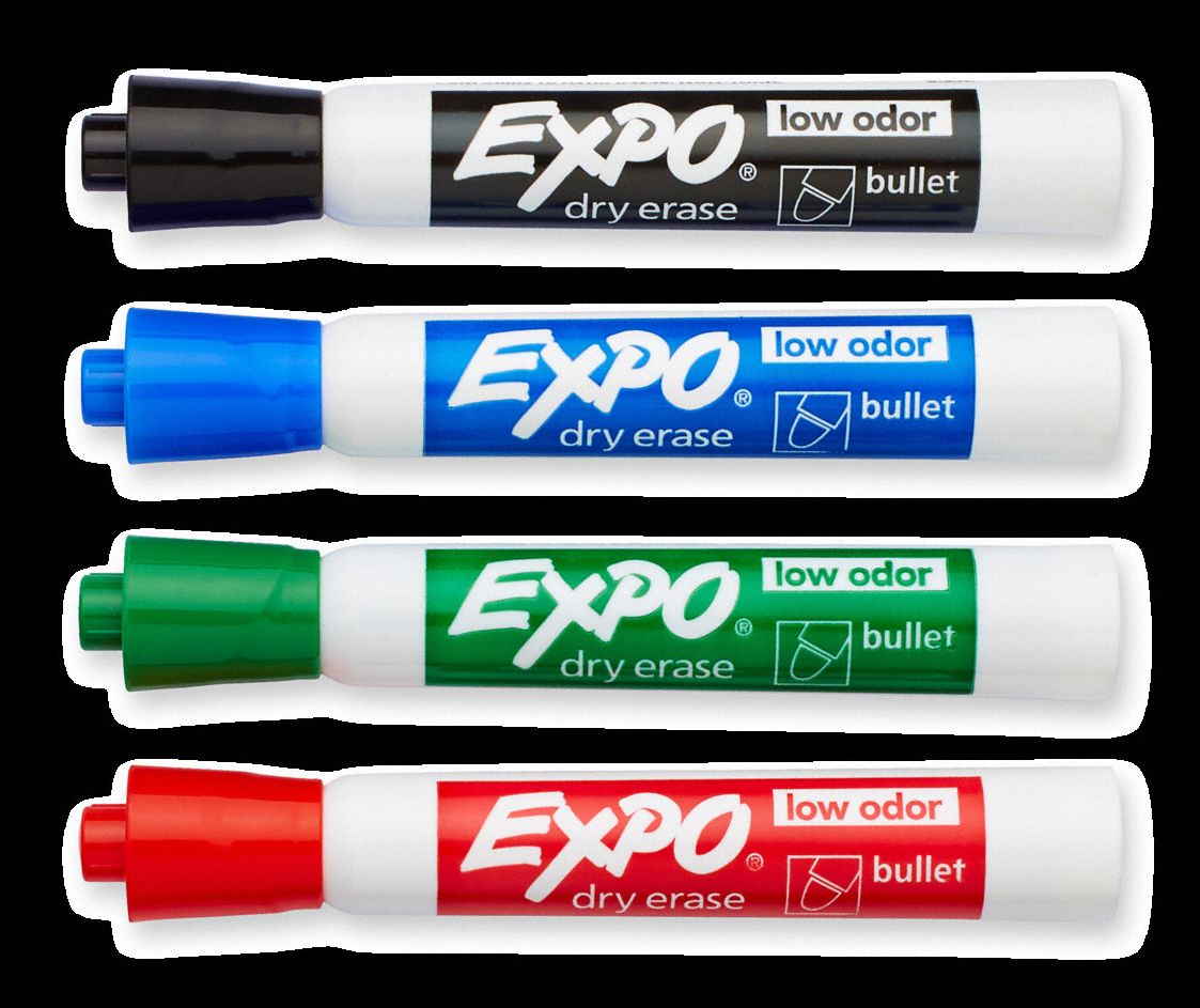EXPO Dry Erase Markers: Bullet, Capped, Assorted, Original, 4 PK ...