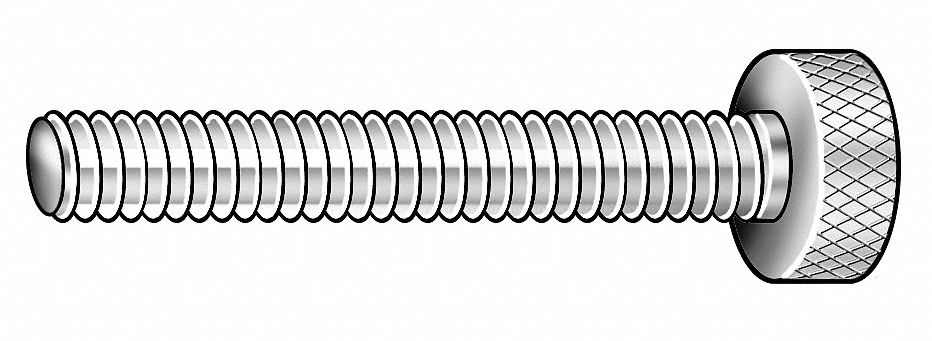 THUMB SCREW, #4-40 THREAD, KNURLED, 18-8 SS, PLAIN FINISH, 0.188 IN MAX HEAD H, PLAIN