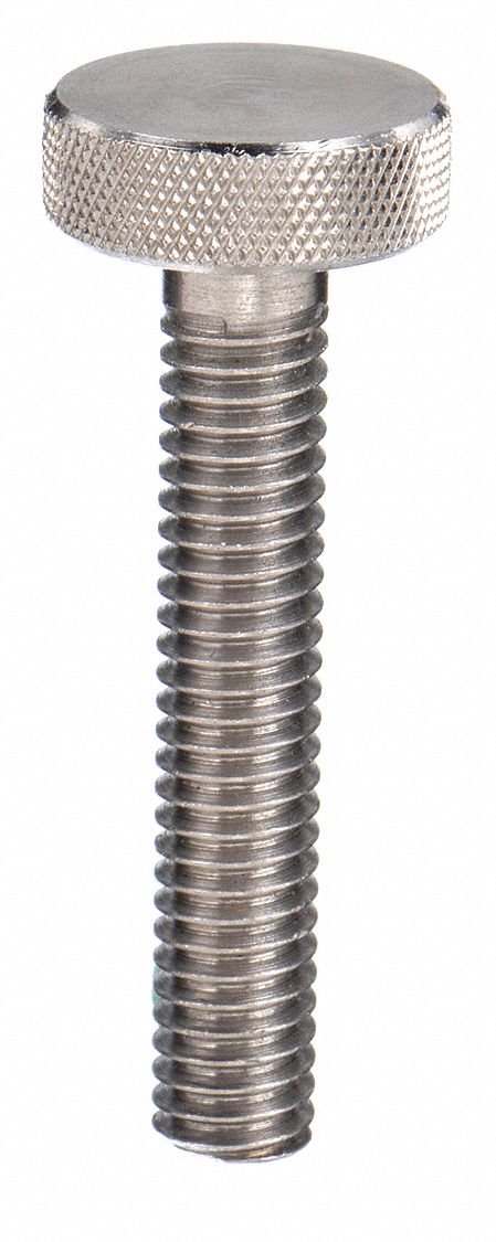 THUMB SCREW, #10-24 THREAD, KNURLED, 18-8 SS, PLAIN FINISH, 0.188 IN MAX HEAD H, PLAIN