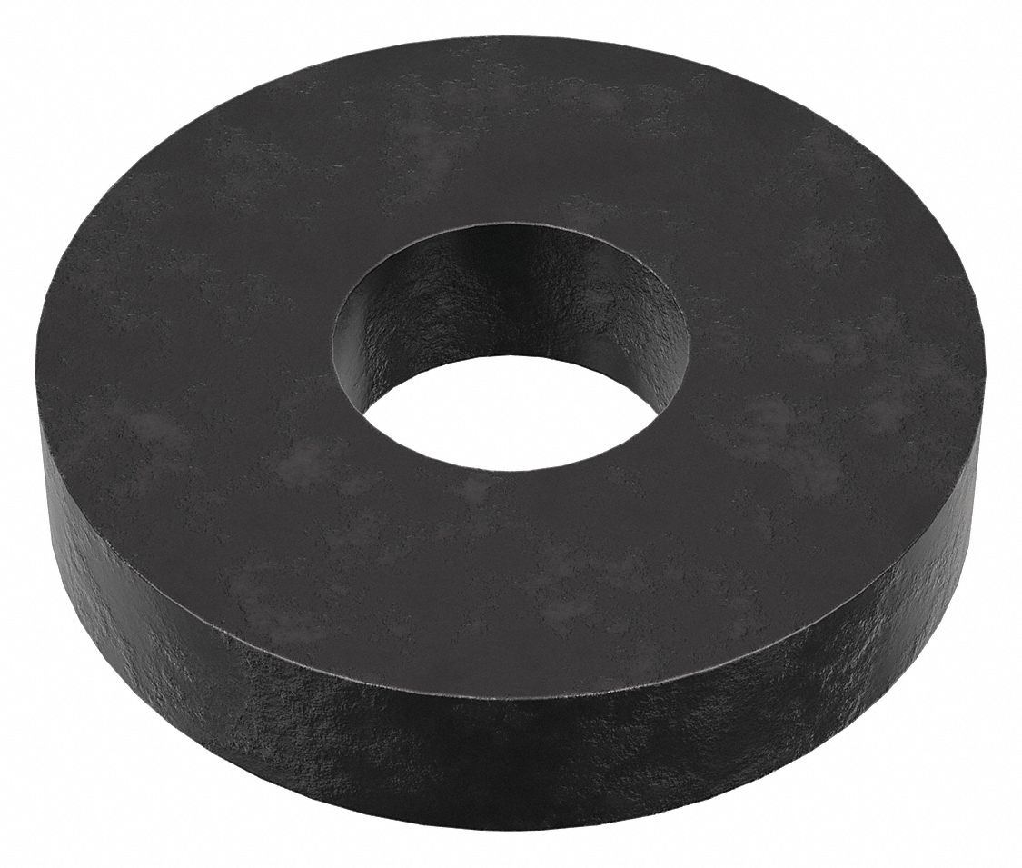 Large O.D. Oversized Washer: Case Hardened, Black Oxide, Steel, 1/4 in Screw Sz, 10 PK