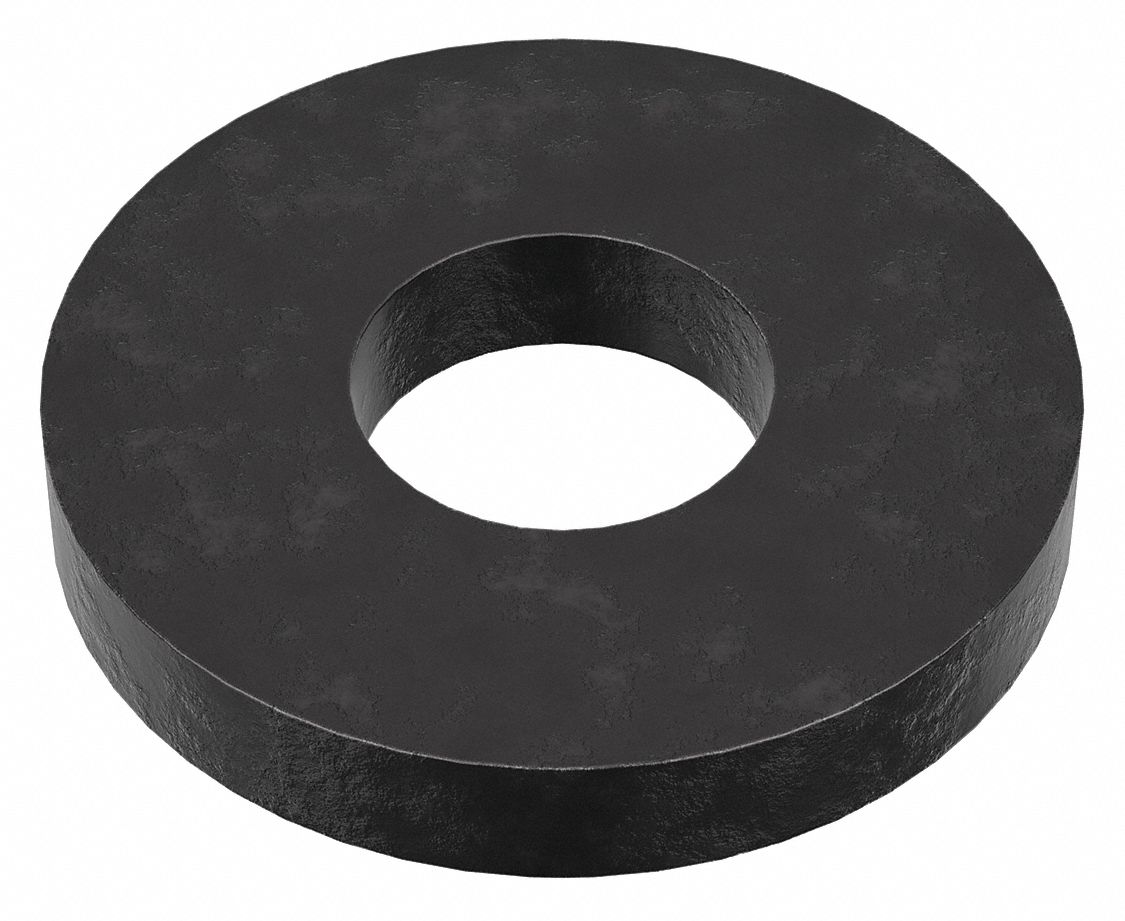 Large O.D. Oversized Washer: Case Hardened, Black Oxide, Steel, 3/8 in Screw Sz, 1 in Out Dia, 5 PK
