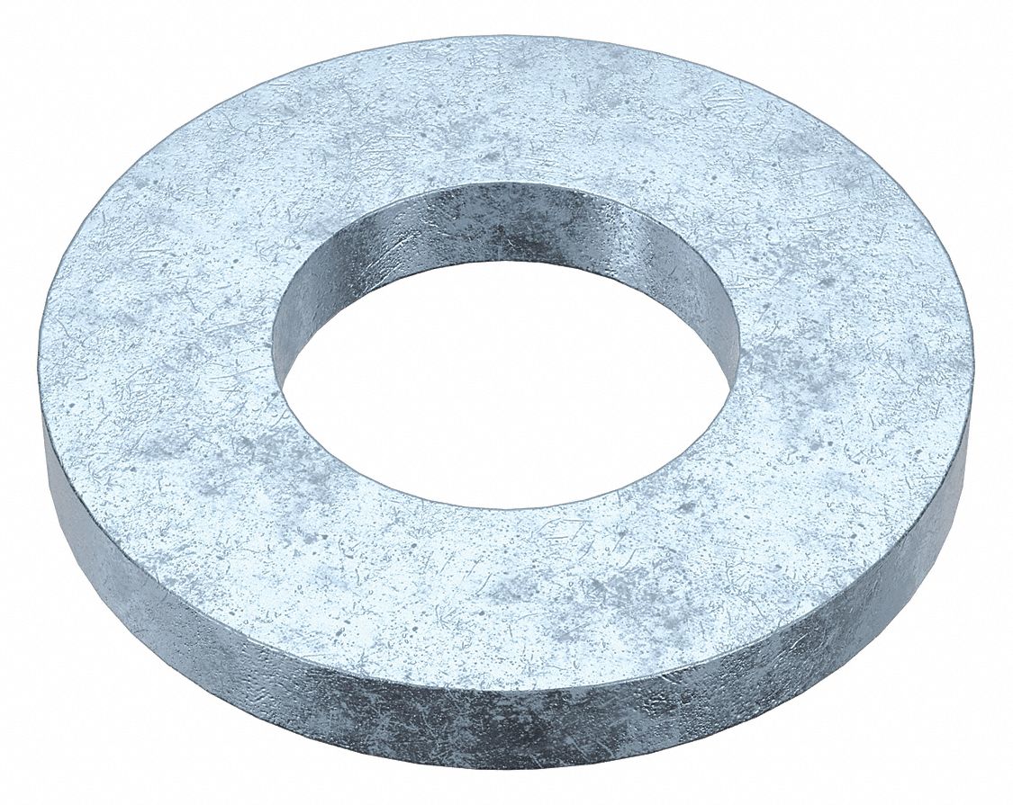 FLAT WASHER, FOR SCREW SIZE #8, STEEL, GRADE 2, ZINC PLATED, 0.187 IN ID, ⅜ IN OD, 50 PK