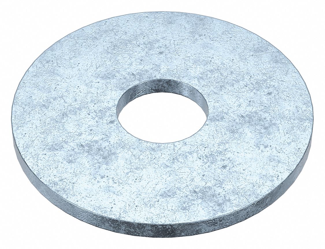 Wide Rim Type B Washer: Case Hardened, Zinc Plated, Steel, 1/2 in Screw Sz, 0.531 in In Dia, 10 PK