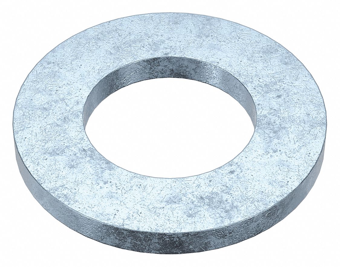 Narrow Rim Type B Washer: Case Hardened, Zinc Plated, Steel, 3/8 in Screw Sz, 0.406 in In Dia, 25 PK