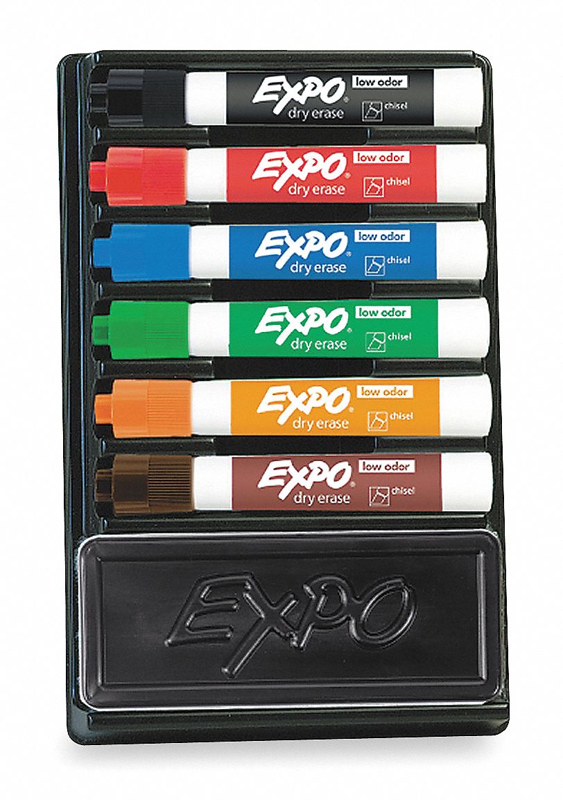 Dry Erase Marker Set: Chisel, Capped, Assorted, Original