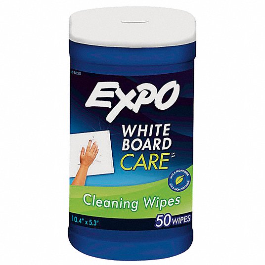 Dry Erase Board Cleaning Wipes: Dirt/Ghosting/Grease/Shadowing, 6 x 9 in Size, 50 PK