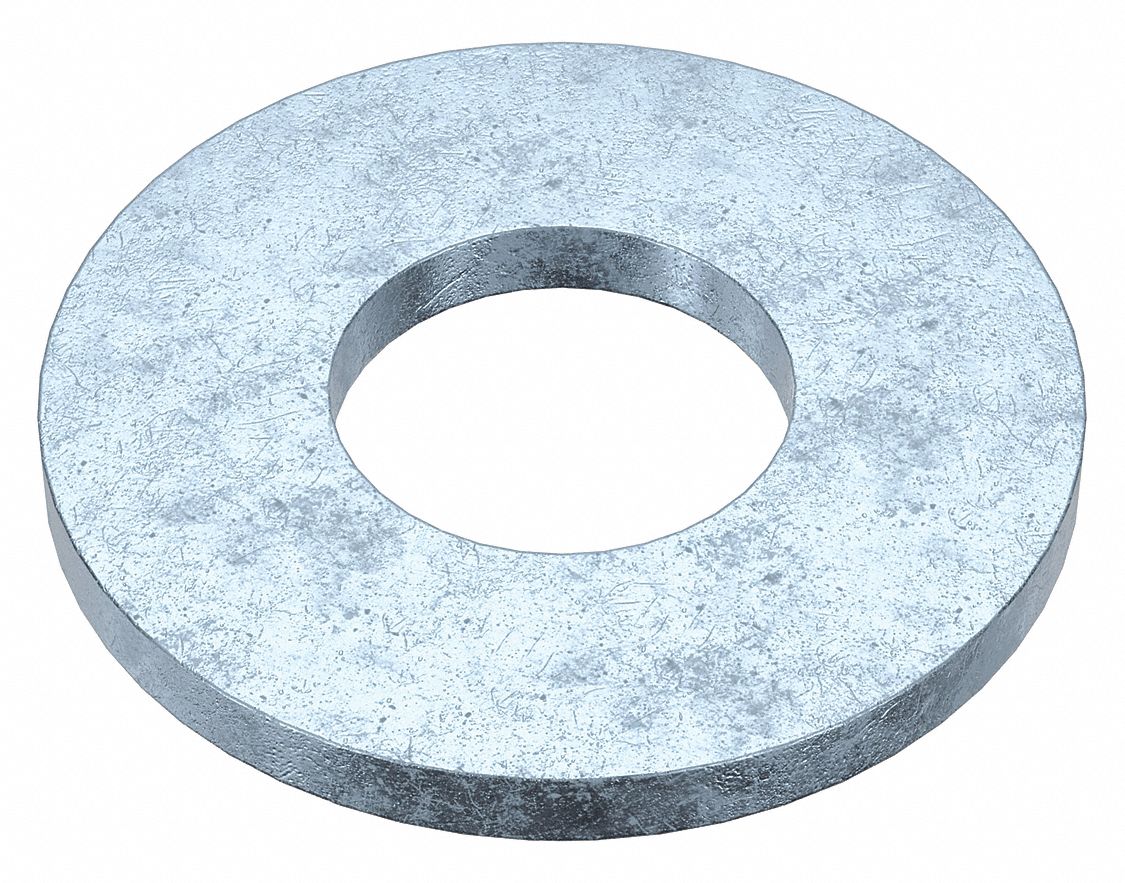 USS Washer: Case Hardened, Zinc Plated, Steel, 3/16 in Screw Sz, 0.25 in In Dia, 100 PK