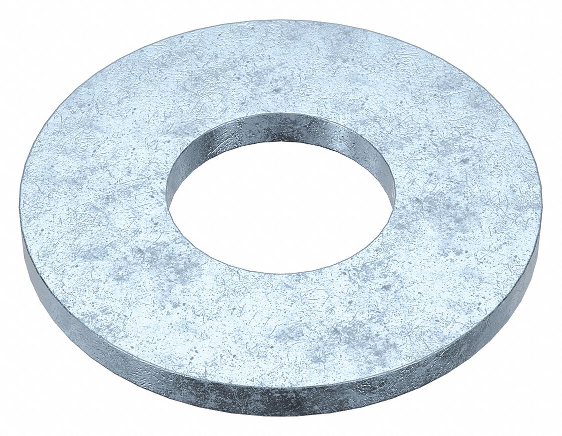 USS FLAT WASHER, FOR ⅜ IN SCREW, STEEL, ZINC PLATED, 0.438 IN ID, 100 PK