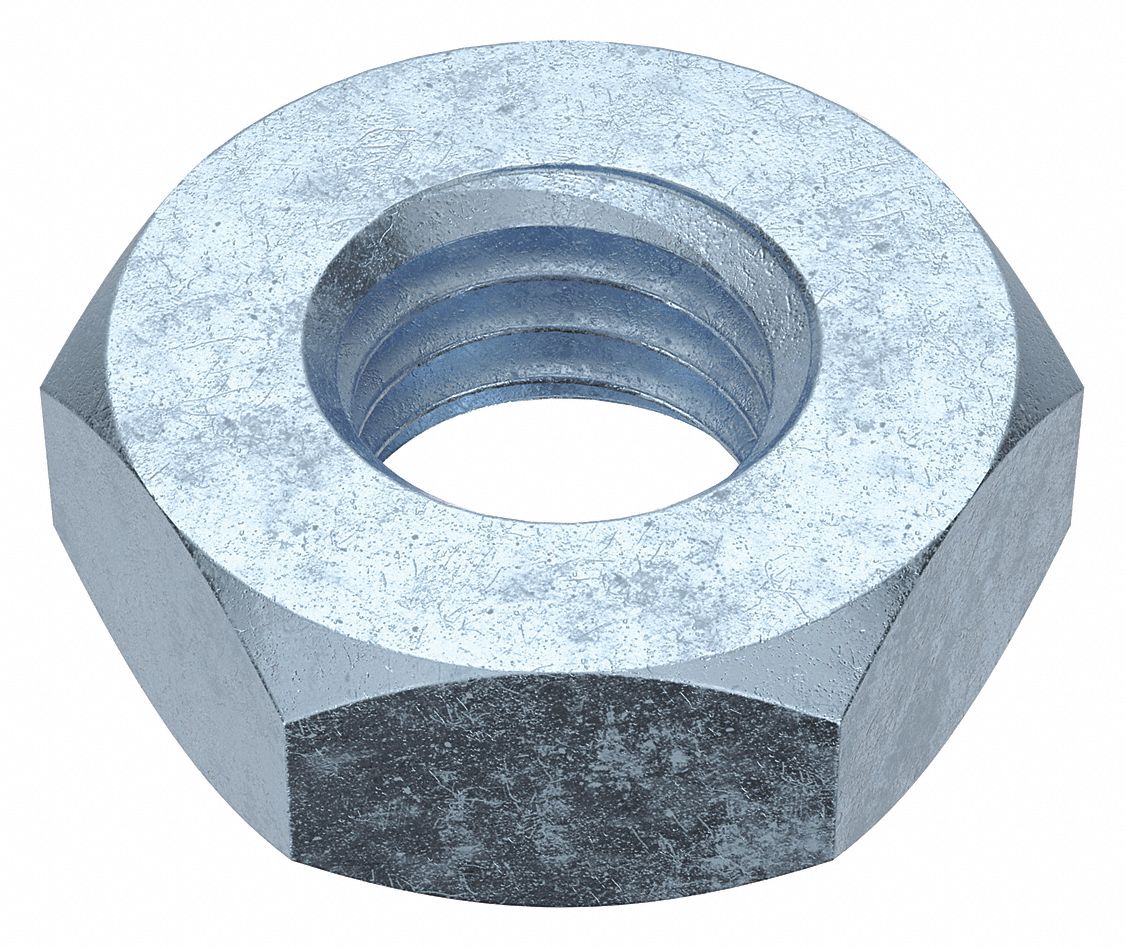 Jam Nut: Jam Hex, 1/4"-28 Thread, 7/16 in Hex Wd, 5/32 in Hex Ht, Steel, Grade A, Shorter, 100 PK