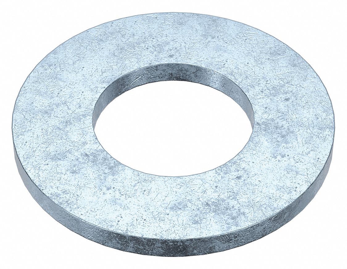 SAE FLAT WASHER, FOR ⅜ IN SCREW, STEEL, ZINC PLATED, 0.406 IN ID, 100 PK