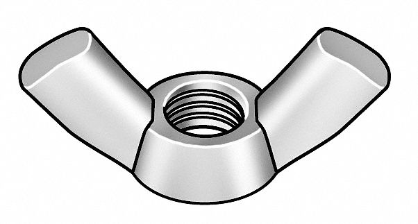 0-8A-700A17 GRAINGER APPROVED Wing Nut,#8-32,Gr 2,Iron,ZP,PK10 
