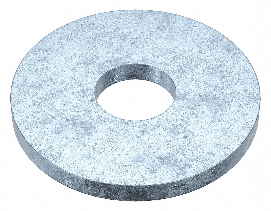 Wide Rim Type B Washer: Case Hardened, Zinc Plated, Steel, 3/8 in Screw Sz, 0.406 in In Dia, 25 PK