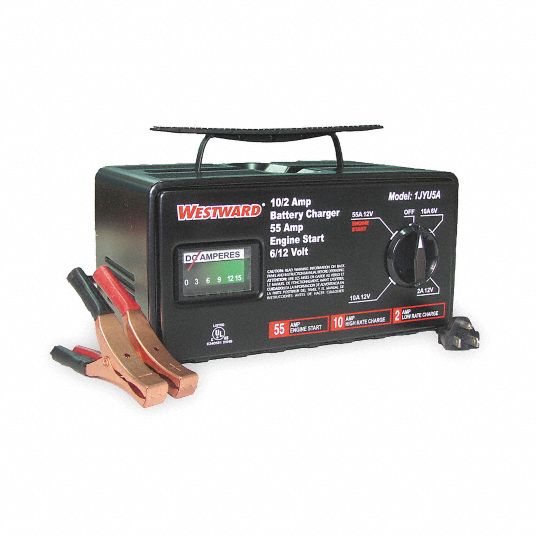 WESTWARD Battery Charger, Benchtop, Automatic, For Battery Voltage 6