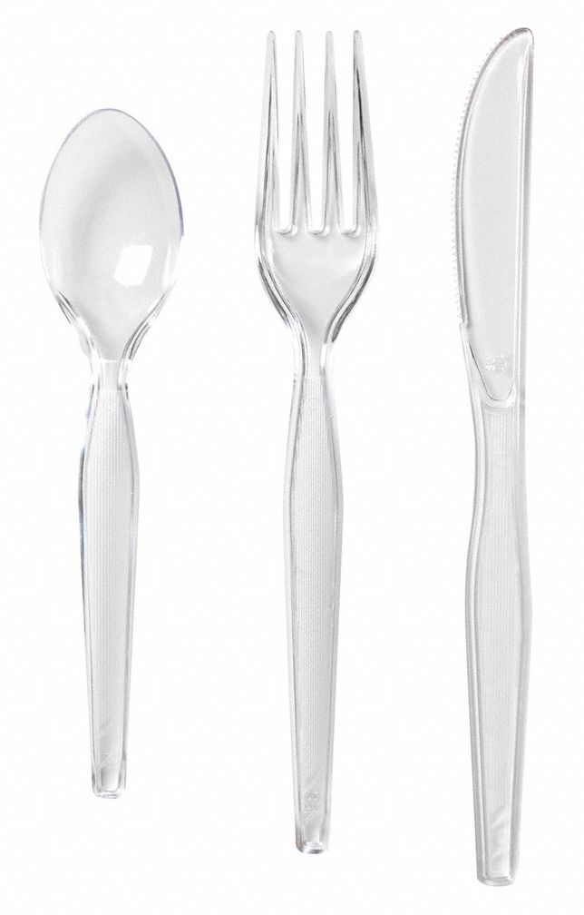 DIXIE Prepackaged Cutlery Set, Clear, Heavy Weight, Plastic, Unwrapped