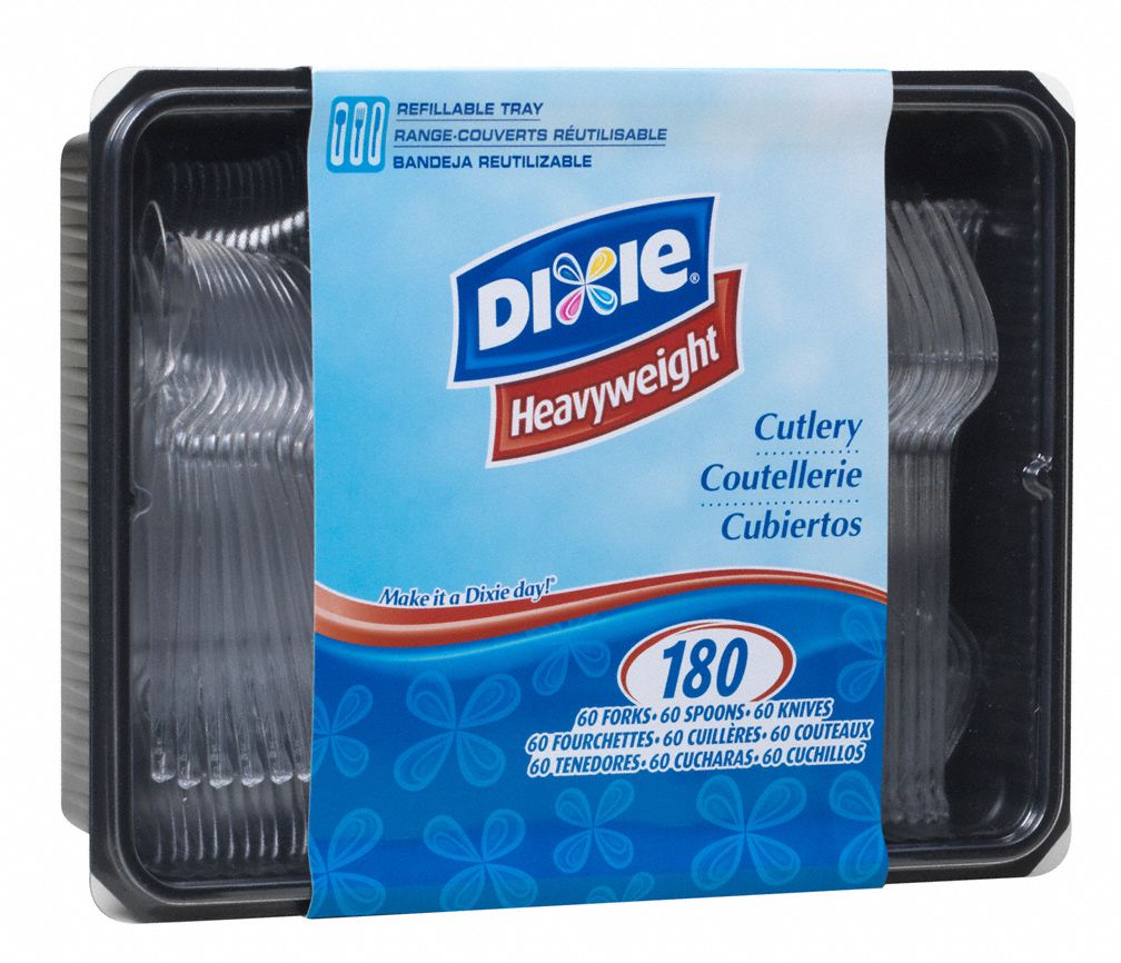 DIXIE Prepackaged Cutlery Set, Clear, Heavy Weight, Plastic, Unwrapped