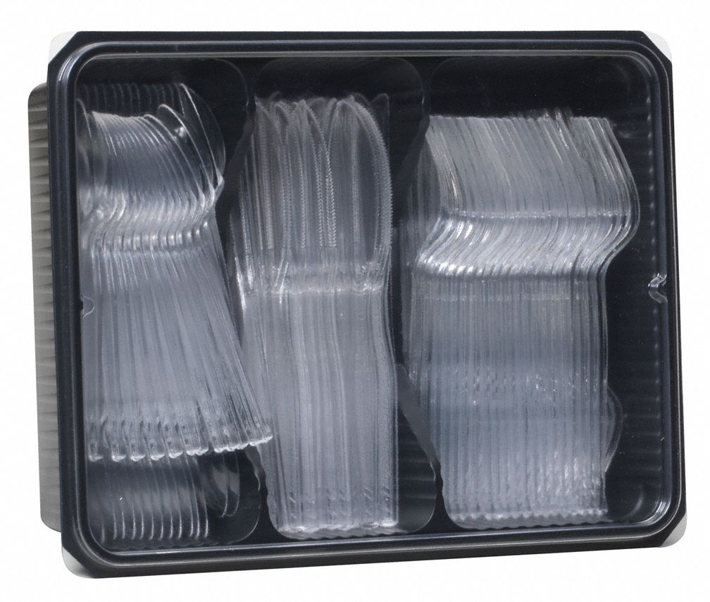 DIXIE Prepackaged Cutlery Set, Clear, Heavy Weight, Plastic, Unwrapped