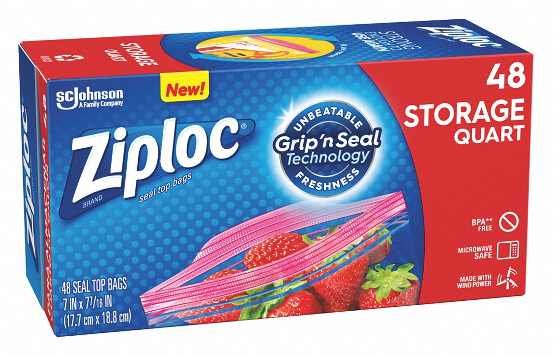 Ziploc storage bags quart 1.75 mil case of 500 bag