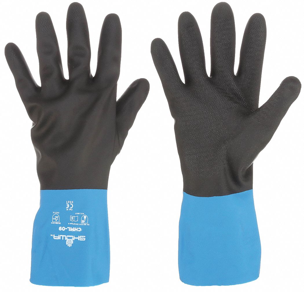 CHEMICAL RESISTANT GLOVES, 26 MIL, 12 IN LENGTH, EMBOSSED, SIZE 7