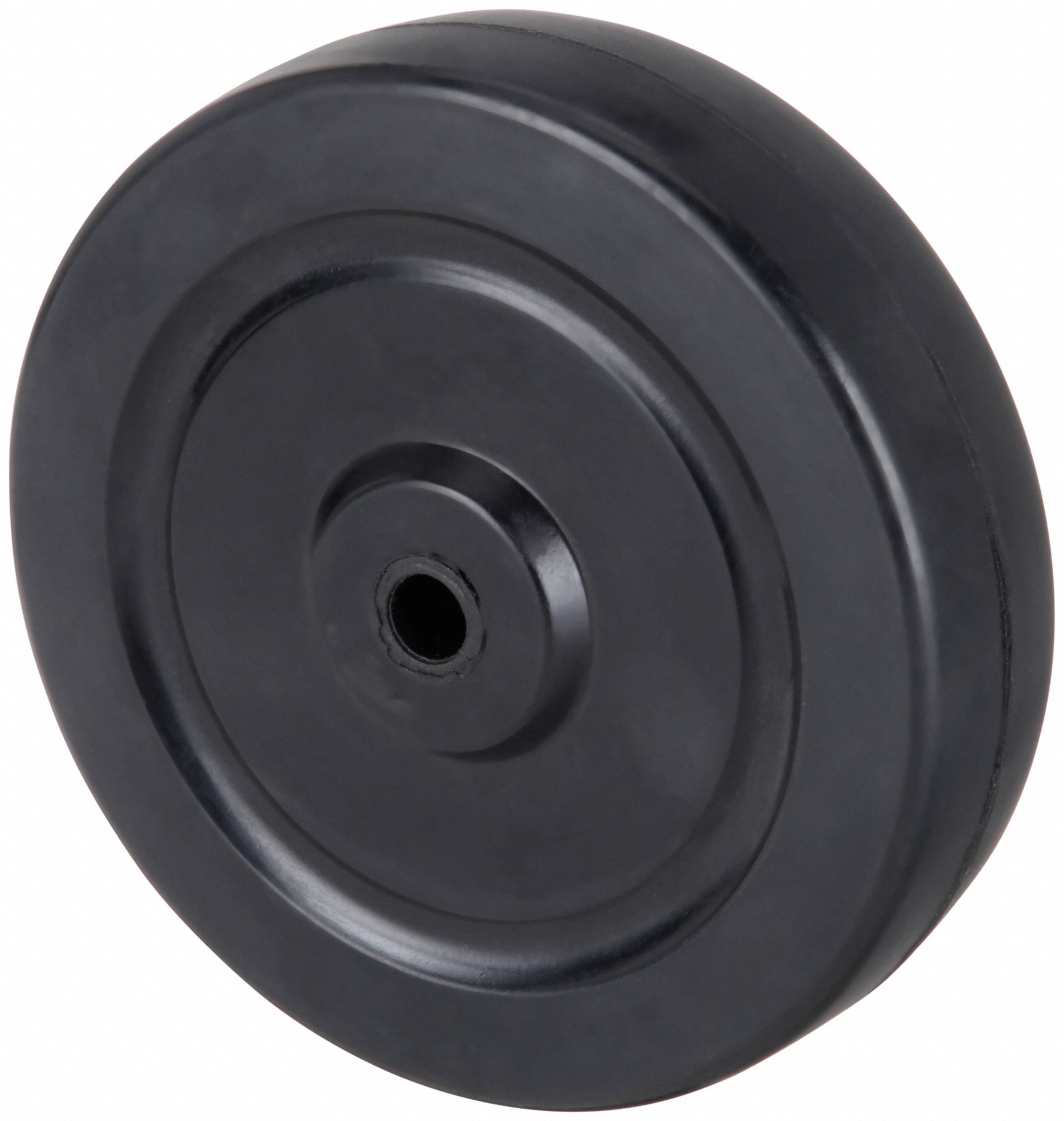 SOLID RUBBER WHEEL, 5 IN WHEEL DIAMETER, 1¼ IN WHEEL W, 200 LB LOAD RATING