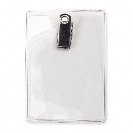 Clip On Badge Holder,Vertical,PK10 - Grainger