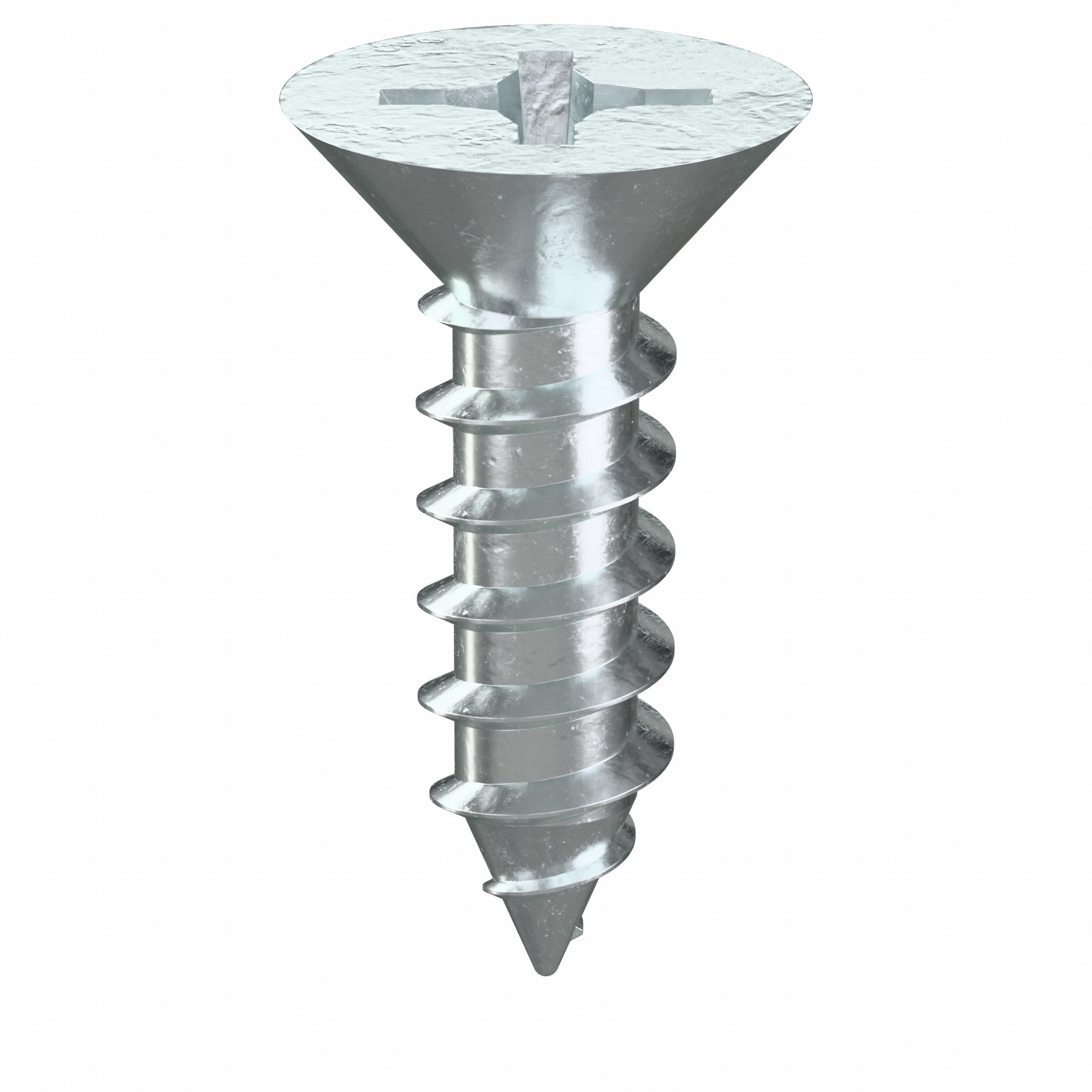 Wood Screw: #6 Size, 1/2 in Lg, Steel, Zinc-Plated, Flat, Phillips, 100 PK