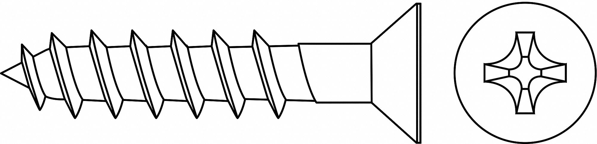Wood Screw: #9 Size, 1 1/2 in Lg, Steel, Zinc-Plated, Flat, Phillips, 100 PK