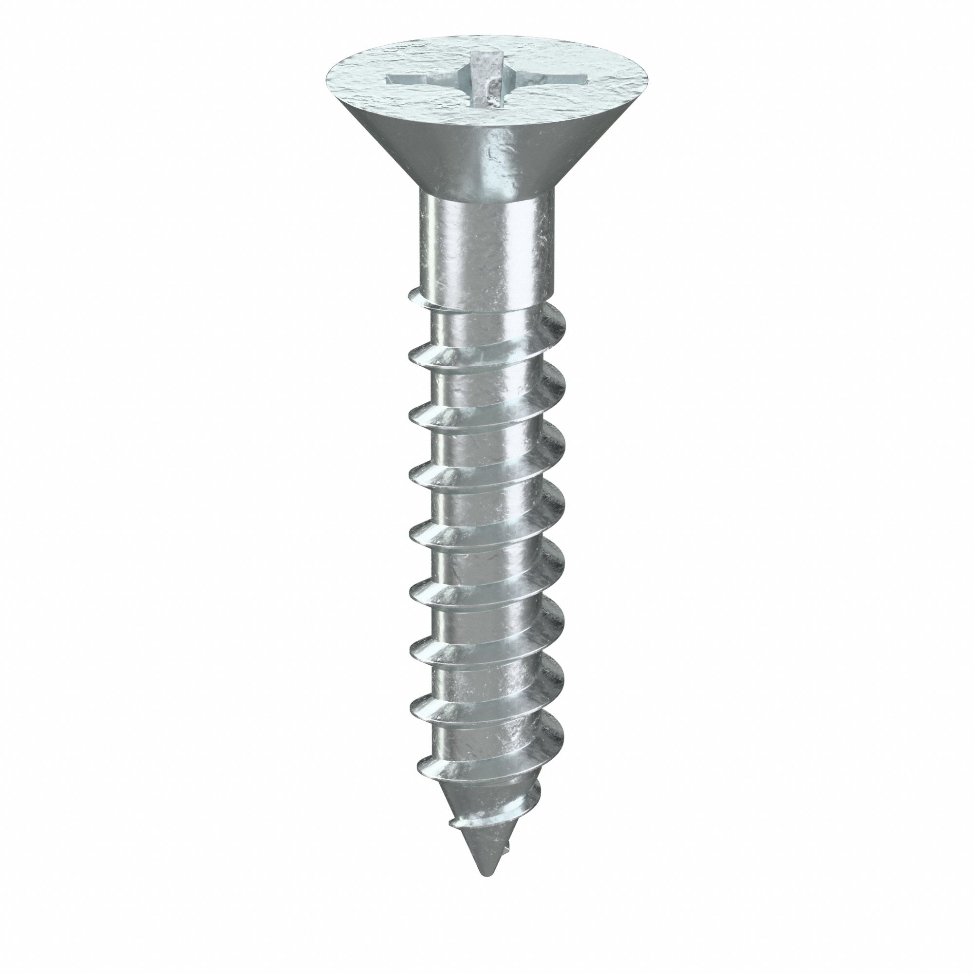 Wood Screw: #6 Size, 3/4 in Lg, Steel, Zinc-Plated, Flat, Phillips, 100 PK