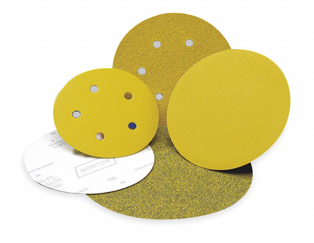 HOOK-AND-LOOP SANDING DISC, 5 IN DIAMETER, NON-VACUUM, CERAMIC, P100 GRIT, B WEIGHT PAPER, 50 PK