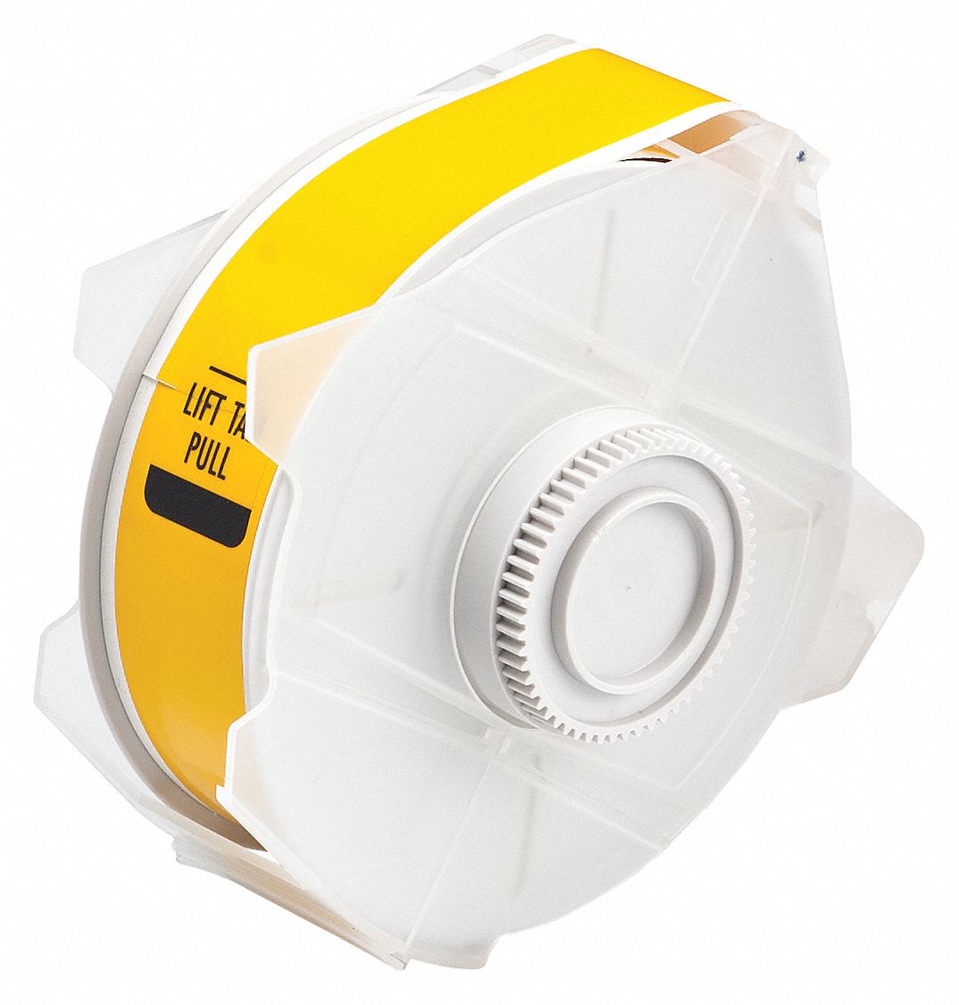 Continuous Label Stock: 1 1/8 in x 100 ft, Vinyl, Yellow (Gloss), Outdoor