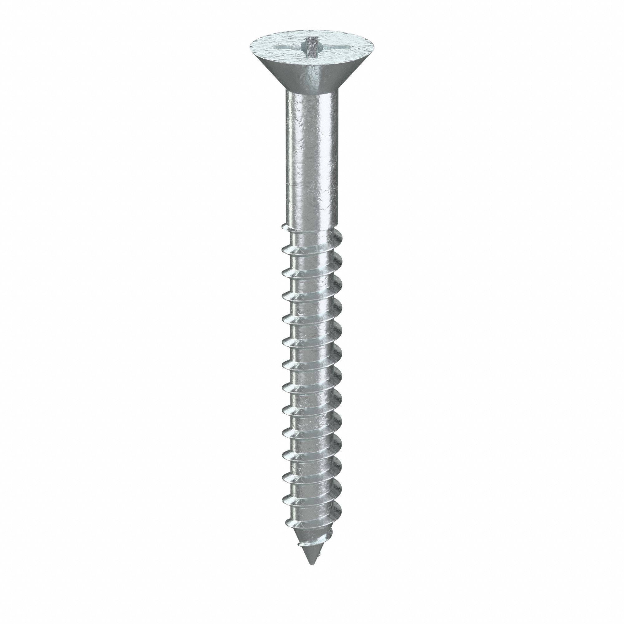 Wood Screw: #8 Size, 1 1/2 in Lg, Steel, Zinc-Plated, Flat, Phillips, 100 PK