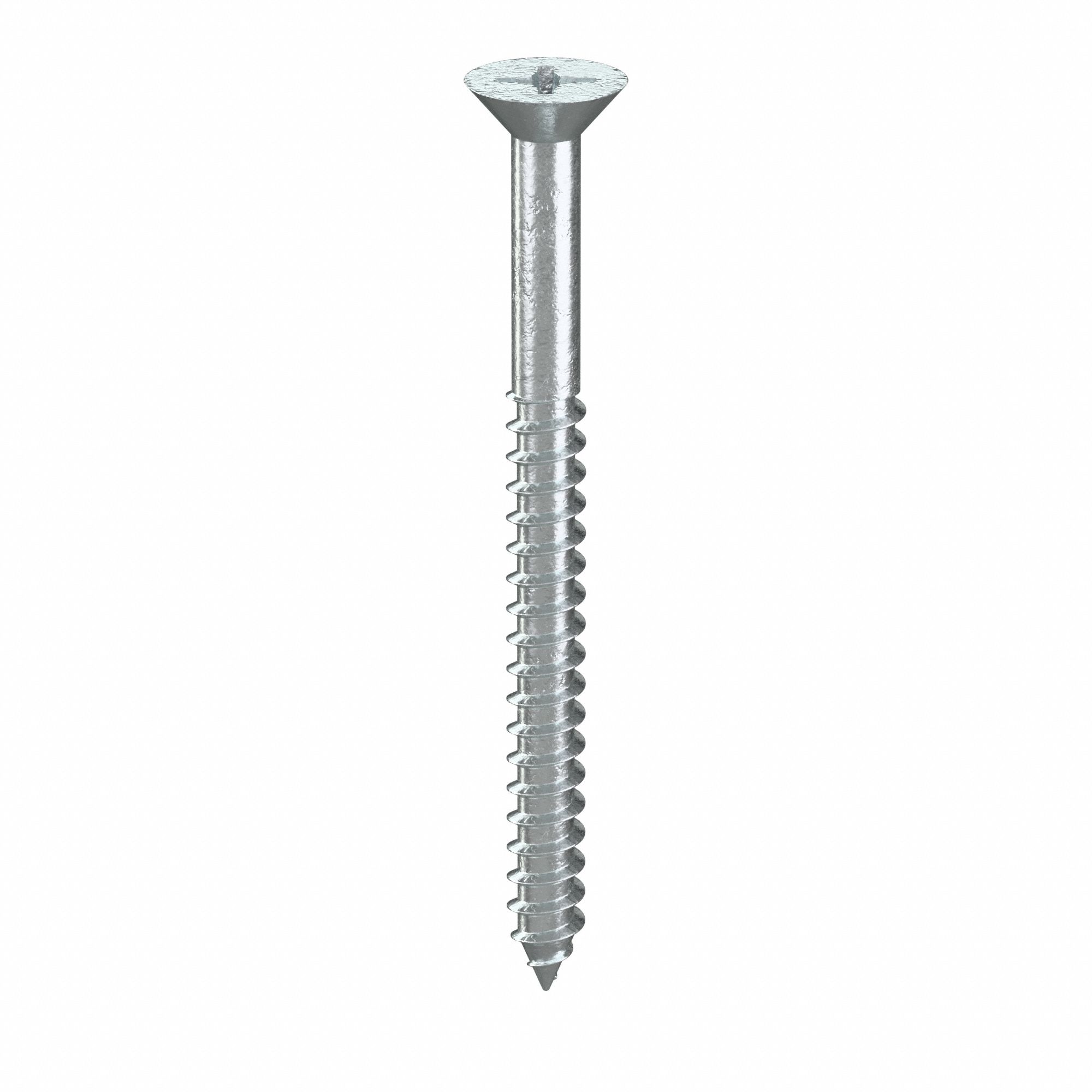 Wood Screw: #8 Size, 2 in Lg, Steel, Zinc-Plated, Flat, Phillips, 100 PK