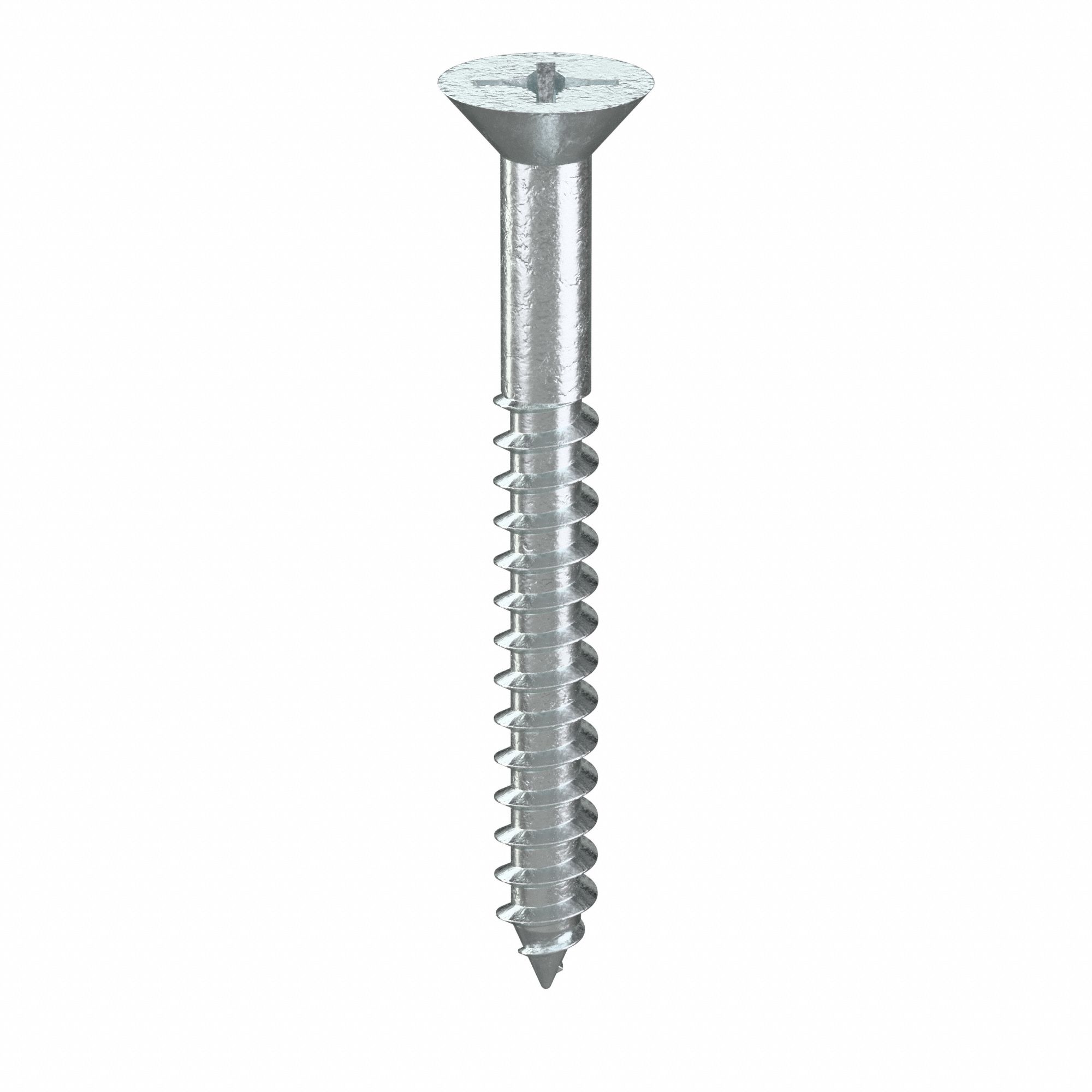 Wood Screw: #10 Size, 1 3/4 in Lg, Steel, Zinc-Plated, Flat, Phillips, 100 PK