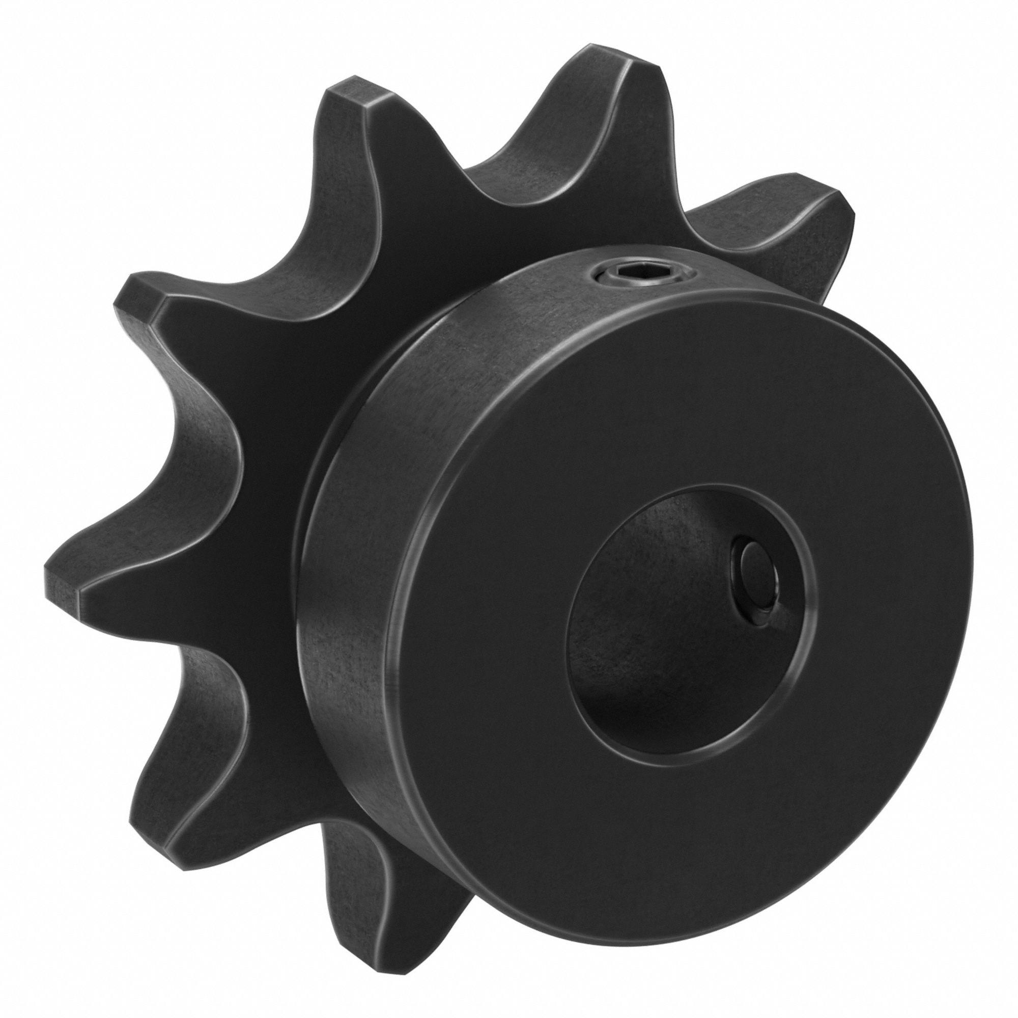 Single Strand Sprocket: 40, For 1/2 in Chain Pitch, 1/2 in Bore Dia, 10 Teeth, Steel